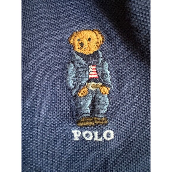 POLO Ralph Lauren Baby Boys 24M Navy Blue Polo Bear Short Sleeve Shirt Knit - Picture 2 of 7